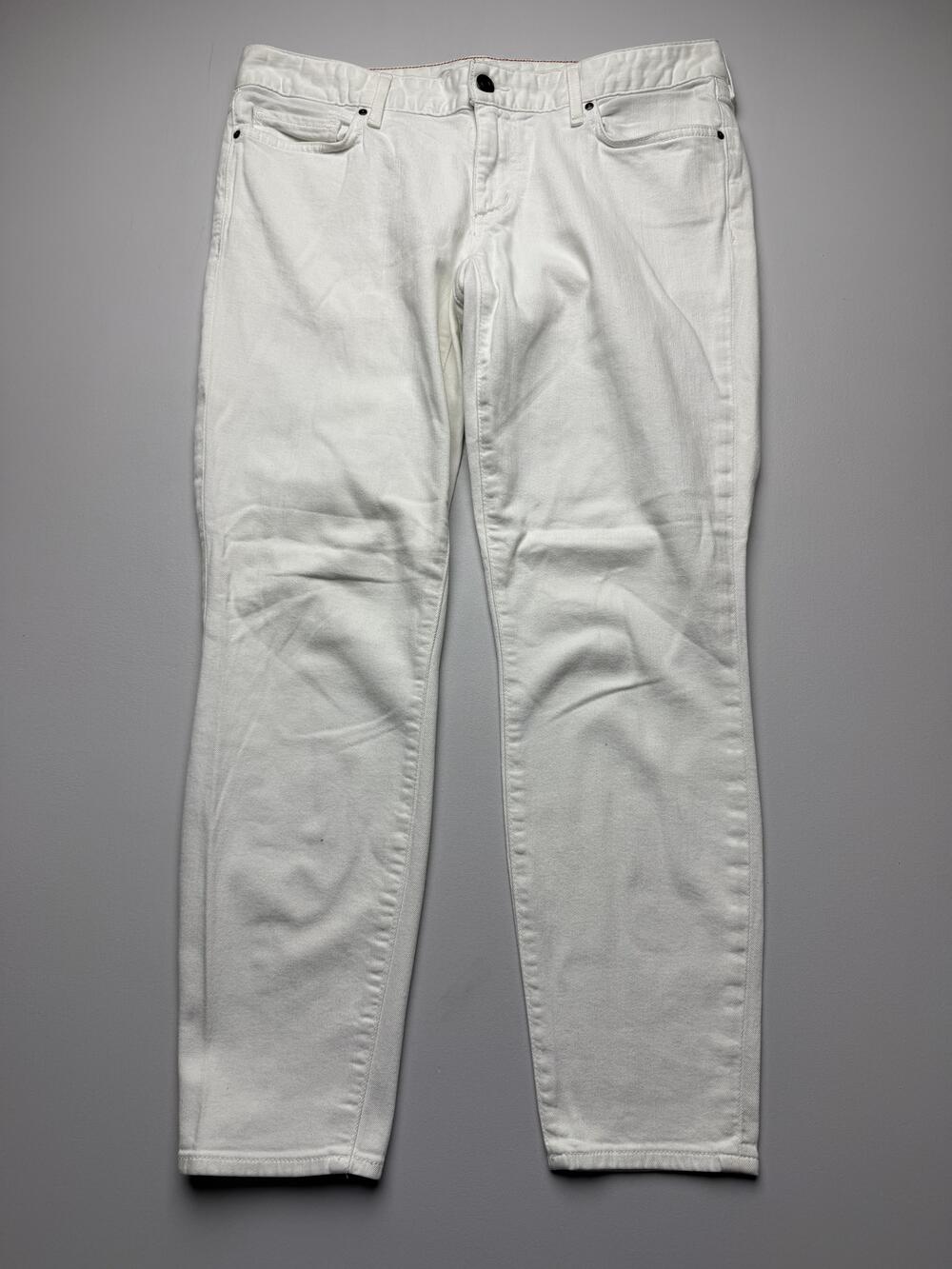 Eddie Bauer Jeans Womens 10 White Slim Tapered Mid Rise Denim Casual Pants